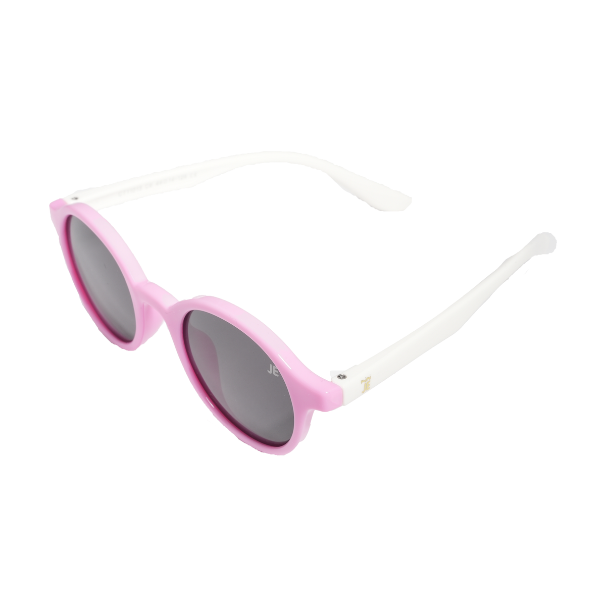 Mini Je Mini Fusion Pink and White kids polarized sunglasses with UV400 protection, BPA-free unbreakable frame for babies, toddlers, and children.
