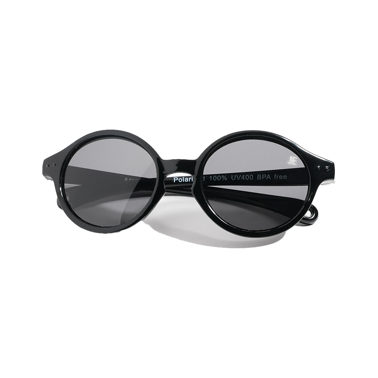 Mini Je Mini Sun black kids polarized sunglasses with UV400 protection, BPA-free unbreakable frame for babies, toddlers, and children.
