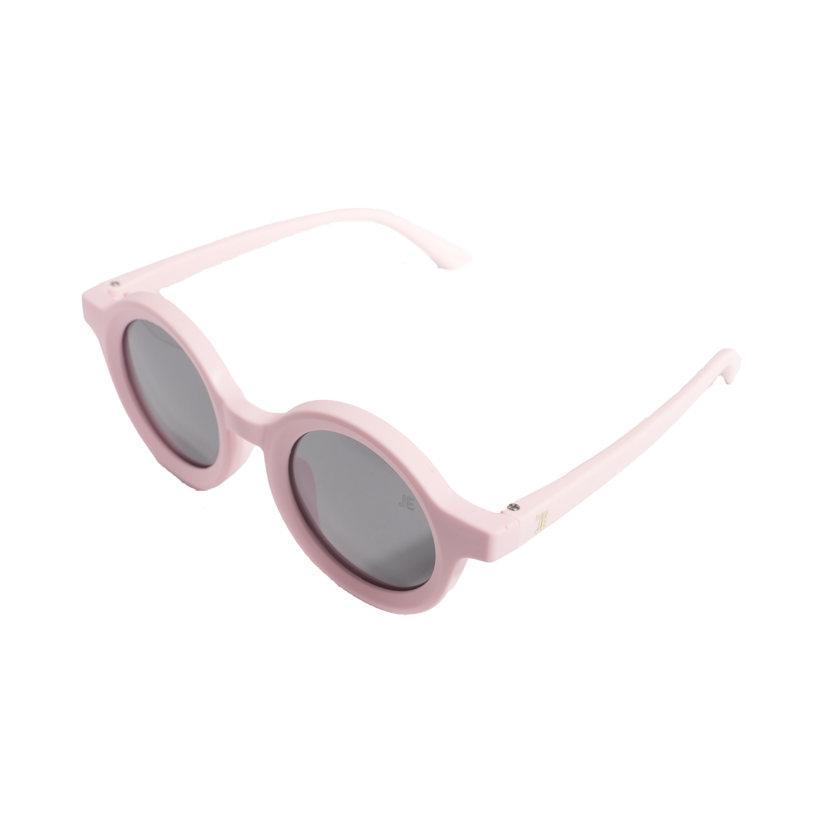 Mini Je kids Moon, round pink polarized sunglasses with UV400 protection, BPA-free unbreakable frame for toddlers and children.