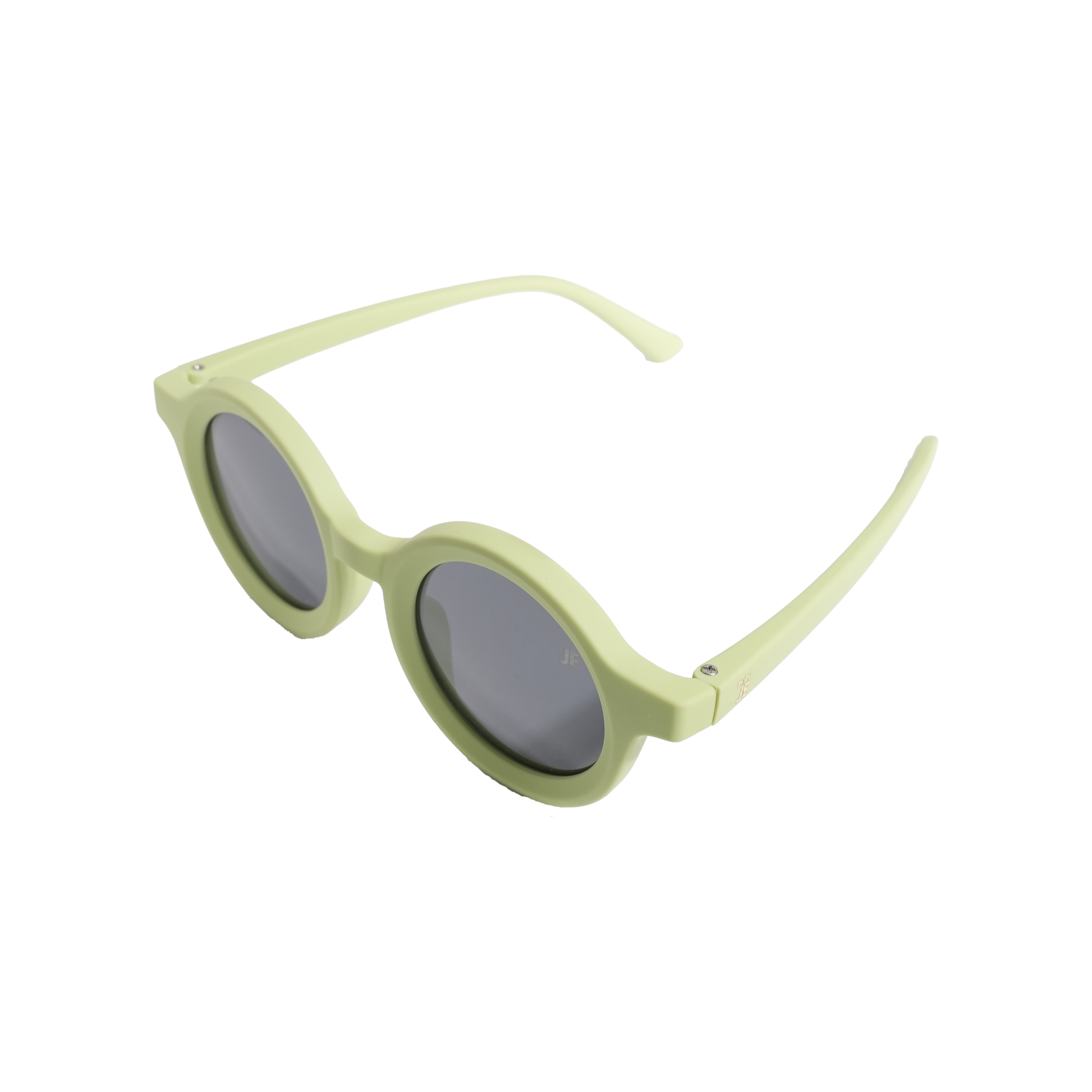 Mini Je kids Moon, round green polarized sunglasses with UV400 protection, BPA-free unbreakable frame for toddlers and children.